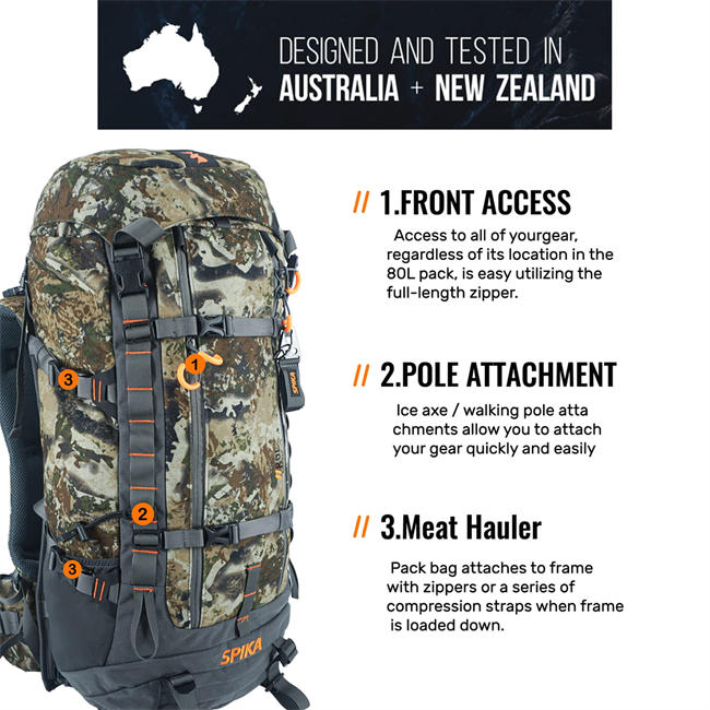 Hunting Backpack Internal Frame Hiking Backpack Waterproof Daypack for Extendable 40L+/80L+ Capacity
